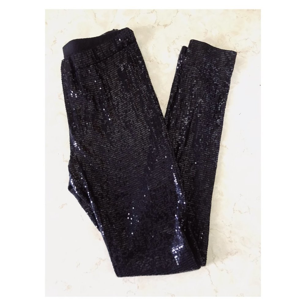 Michael Kors Black Sequined Liquid Leggings Sz S
